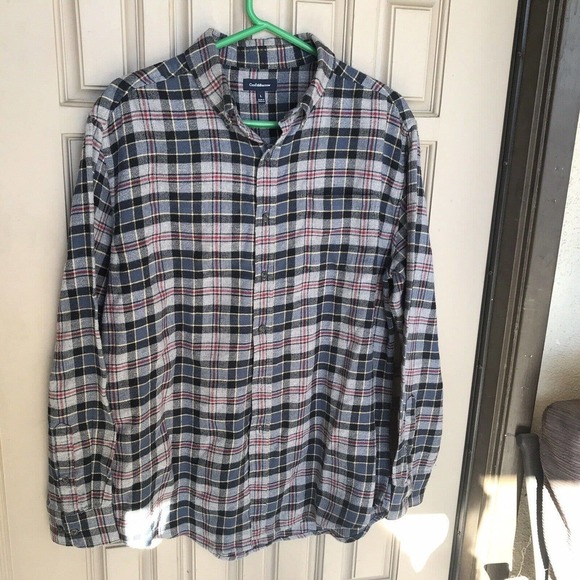 Croft&Barrow Shirt SzL Plaid Flannel Buttondown Collar Cuffs Pre-Owned - Picture 1 of 9